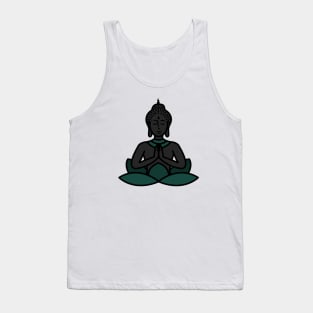 Meditating Buddha, Geometric Mandala Inspired, Motivational Inspiration Teal Tank Top